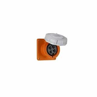 100 Amp Pin and Sleeve Receptacle, 3-Pole, 4-Wire, 250V, Orange