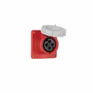 Eaton Wiring 100A/125A Pin & Sleeve Receptacle, 3-Pole, 4-Wire, 380V-415V, Red