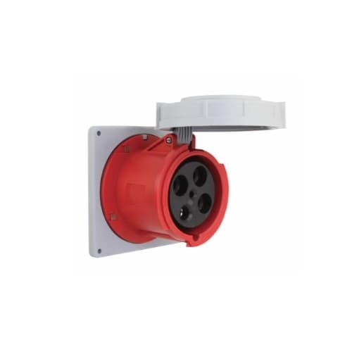100 Amp Pin and Sleeve Receptacle, 3-Pole, 4-Wire, 480V, Red