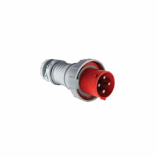 125 Amp Pin and Sleeve Plug, 3-Pole, 4-Wire, 415V, Red