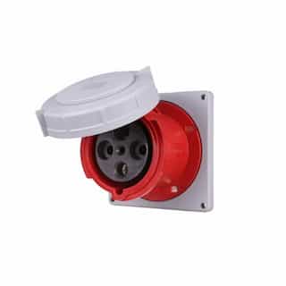 Eaton Wiring 125 Amp Pin and Sleeve Receptacle, 3-Pole, 4-Wire, 415V, Red