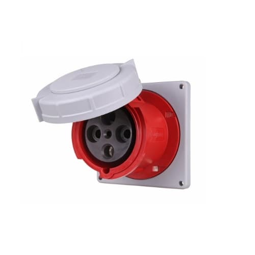 125 Amp Pin and Sleeve Receptacle, 3-Pole, 4-Wire, 415V, Red