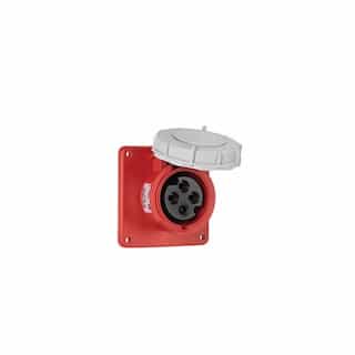 16 Amp Pin and Sleeve Receptacle, 3-Pole, 4-Wire, 415V, Red
