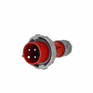 20 Amp Pin and Sleeve Plug, 3-Pole, 4-Wire, 480V, Red
