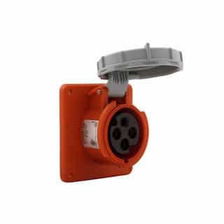 20 Amp Pin and Sleeve Receptacle, 3-Pole, 4-Wire, 250V, Orange