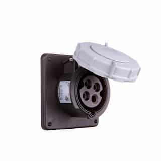 20 Amp Pin and Sleeve Receptacle, 3-Pole, 4-Wire, 600V, Black
