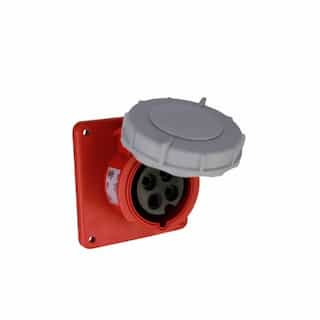 20 Amp Pin and Sleeve Receptacle, 3-Pole, 4-Wire, 480V, Red