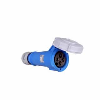 30 Amp Pin and Sleeve Connector, 3-Pole, 4-Wire, 250V, Blue