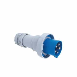 30 Amp Pin and Sleeve Plug, 3-Pole, 4-Wire, 250V, Blue