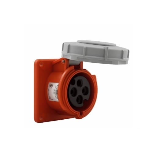 30 Amp Pin and Sleeve Receptacle, 3-Pole, 4-Wire, 250V, Orange