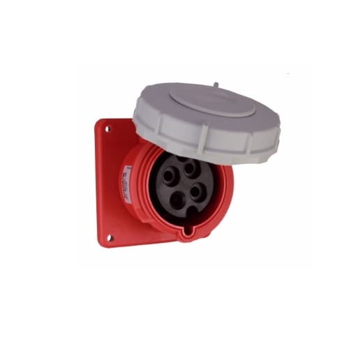 30 Amp Pin and Sleeve Receptacle, 3-Pole, 4-Wire, 480V, Red