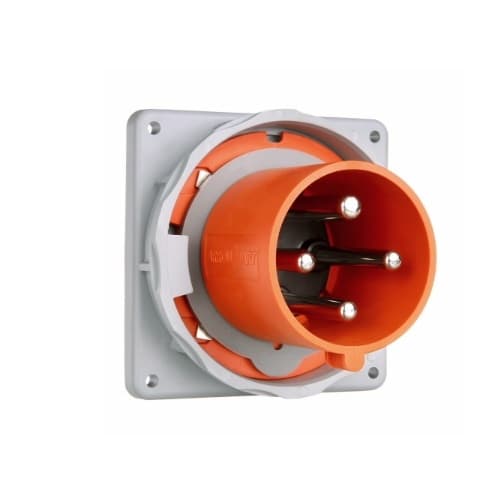 60 Amp Pin and Sleeve Inlet, 3-Pole, 4-Wire, 250V, Orange