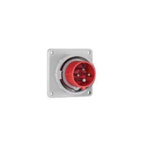 60A/63A Pin & Sleeve Inlet, 3-Pole, 4-Wire, 380V-415V, Red