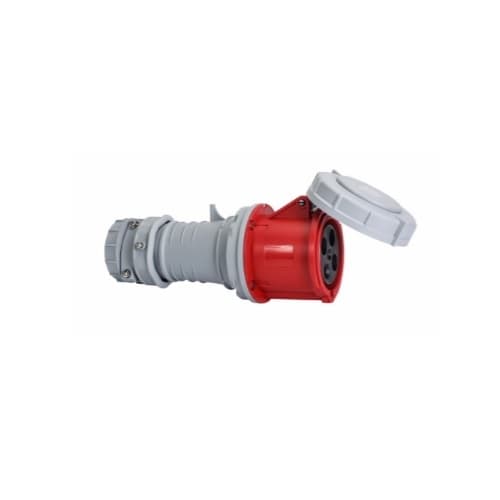 60 Amp Pin and Sleeve Connector, 3-Pole, 4-Wire, 480V, Red