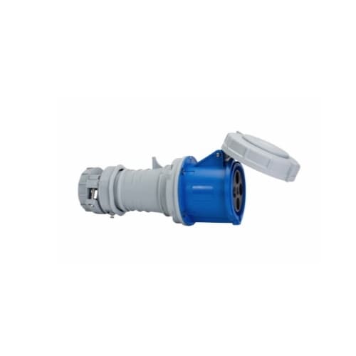 60 Amp Pin and Sleeve Connector, 3-Pole, 4-Wire, 250V, Blue