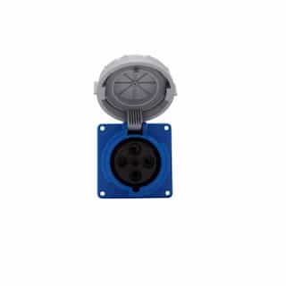 Eaton Wiring 60A/63A Pin & Sleeve Receptacle, 3-Pole, 4-Wire, 200V-250V, Blue