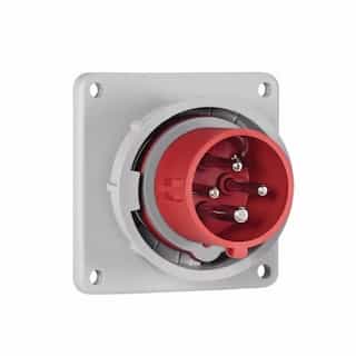 63 Amp Pin and Sleeve Inlet, 3-Pole, 4-Wire, 415V, Red