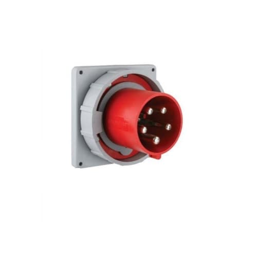 100 Amp Pin and Sleeve Inlet, 4-Pole, 5-Wire, 480V, Red