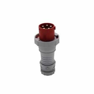 100 Amp Pin and Sleeve Plug, 4-Pole, 5-Wire, 480V, Red