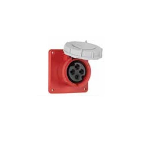 100A/125A Pin & Sleeve Receptacle, 4-Pole, 5-Wire, 200V-415V, Red