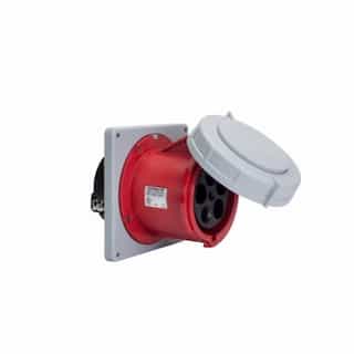 100 Amp Pin and Sleeve Receptacle, 4-Pole, 5-Wire, 480V, Red