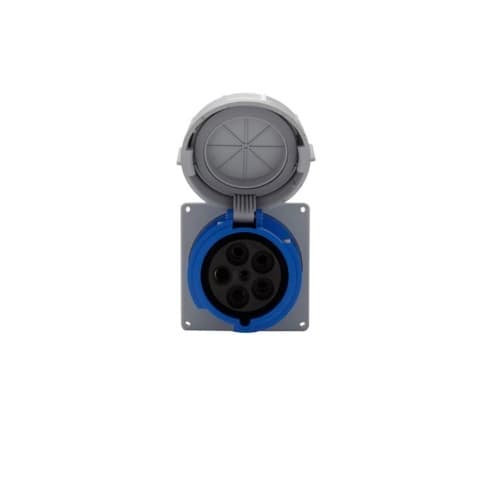 100A/125A Pin & Sleeve Receptacle, 4-Pole, 5-Wire, 120V/208V, Blue