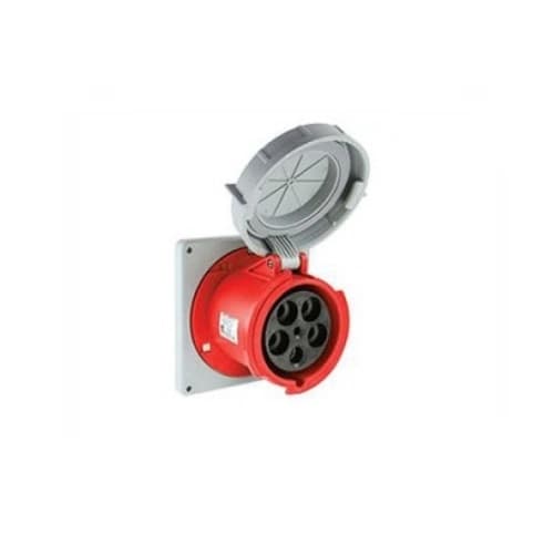125 Amp Pin and Sleeve Receptacle, 4-Pole, 5-Wire, 415V, Red