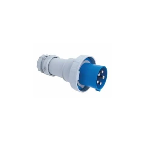 16A/20A Pin & Sleeve Plug, 4-Pole, 5-Wire, 120V/208V, Blue