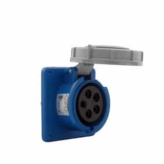 20 Amp Pin and Sleeve Receptacle, 4-Pole, 5-Wire, 208V, Blue