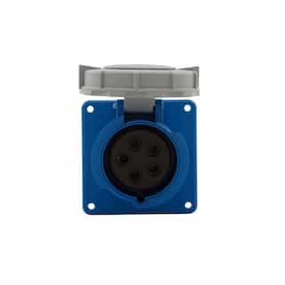 Eaton Wiring 16A/20A Pin & Sleeve Receptacle, 4-Pole, 5-Wire, 120V/208V, Blue