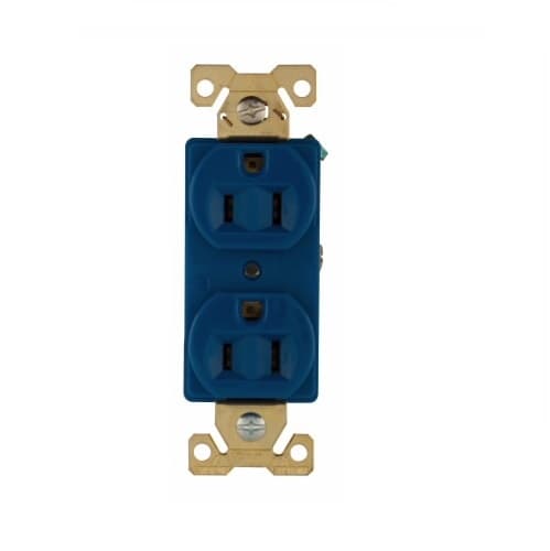 Eaton Wiring 15 Amp Duplex Receptacle, Auto-Grounded, Nylon, Blue