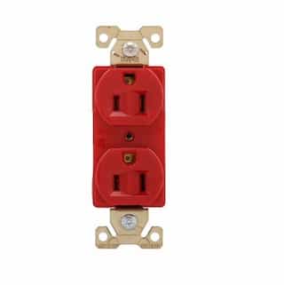 Eaton Wiring 15 Amp Duplex Receptacle, Auto-Grounded, Nylon, Red