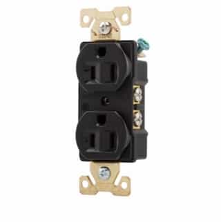 Eaton Wiring 15 Amp Duplex Receptacle, 2-Pole, 3-Wire, #14-10 AWG, 125V, Black