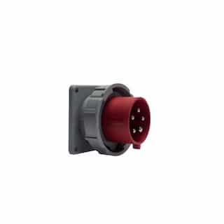 30 Amp Pin and Sleeve Inlet, 4-Pole, 5-Wire, 480V, Red