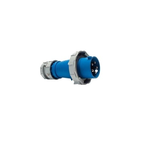 30A/32A Pin & Sleeve Plug, 4-Pole, 5-Wire, 120V/208V, Blue