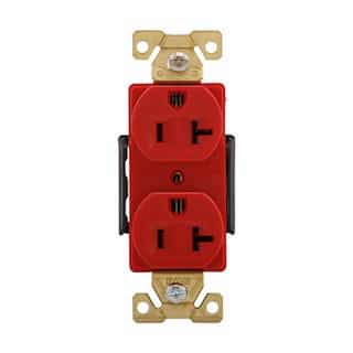 20A Modular Duplex Receptacle, 2-Pole, 3-Wire, Brass, 125V, Red