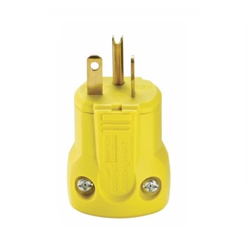 20 Amp Grip Plug, NEMA 5-20P, Nylon, Yellow