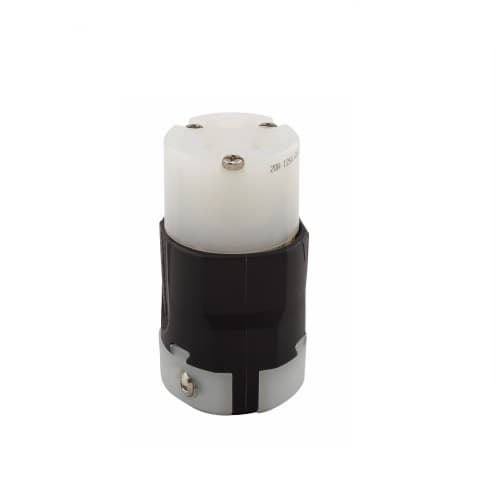 20 Amp Grip Connector, NEMA 5-20P, Nylon, Black/White