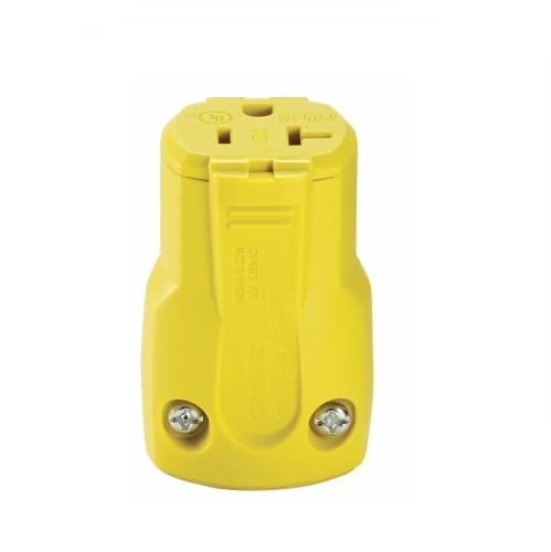 20 Amp Grip Connector, NEMA 5-20R, Nylon, Yellow