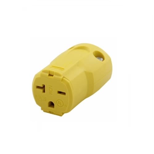 20 Amp Grip Connector, NEMA 6-20R, Nylon, Yellow