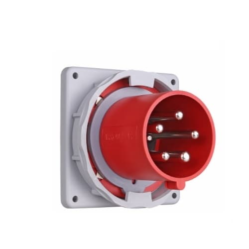 60 Amp Pin and Sleeve Inlet, 4-Pole, 5-Wire, 480V, Red