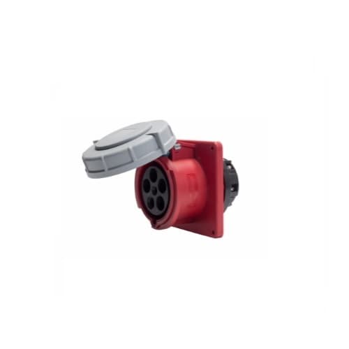 60 Amp Pin and Sleeve Receptacle, 4-Pole, 5-Wire, 480V, Red