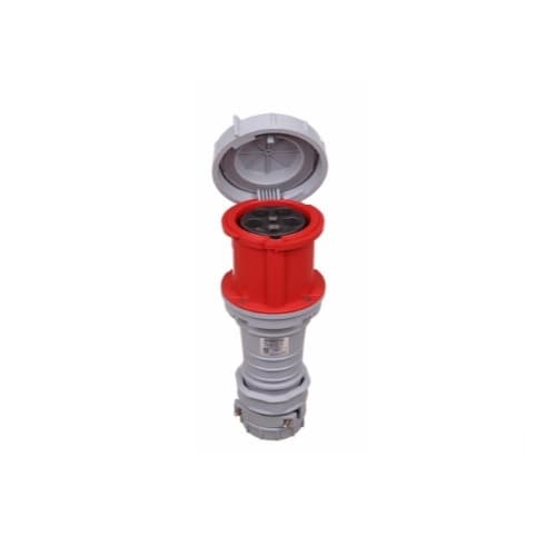 63 Amp Pin and Sleeve Connector, 4-Pole, 5-Wire, 415V, Red