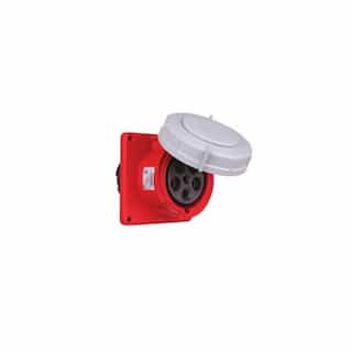63 Amp Pin and Sleeve Receptacle, 4-Pole, 5-Wire, 415V, Red
