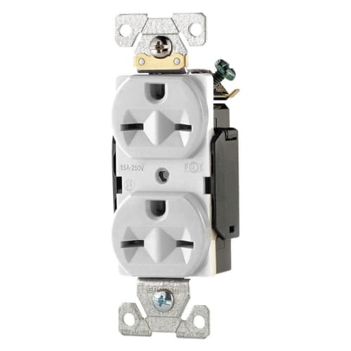 15A Modular Duplex Receptacle, 2-Pole, 3-Wire, 250V, White