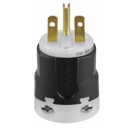 Eaton Wiring 15 Amp Grip Plug, NEMA 6-15P, Nylon, Black/White