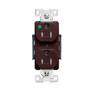 Eaton Wiring 15A Modular Duplex Receptacle, HG, 2-Pole, 3-Wire, 125V, Brown