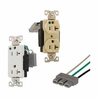 Eaton Wiring 15A Lighted, Modular Duplex Receptacle, HG, 2-Pole, 3-Wire, 125V, IVY