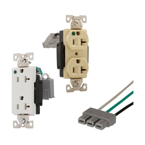 15A Lighted, Modular Duplex Receptacle, HG, 2-Pole, 3-Wire, 125V, WHT