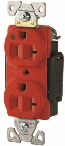 Eaton Wiring 20A Lighted, Modular Duplex Receptacle, HG, 2-Pole, 3-Wire, 125V, Red